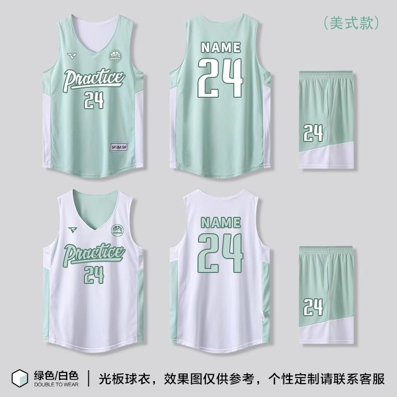 Customized Double-Sided Basketball Uniform Suit for Male and Female College Students, Reversible Training Team Uniform, American Basketball Uniform for Kidsren