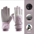 Ski Gloves Women's Winter Touch Screen Waterproof fleece-lined Thick Cotton Warm Windproof Outdoor Sports Student Biker BH