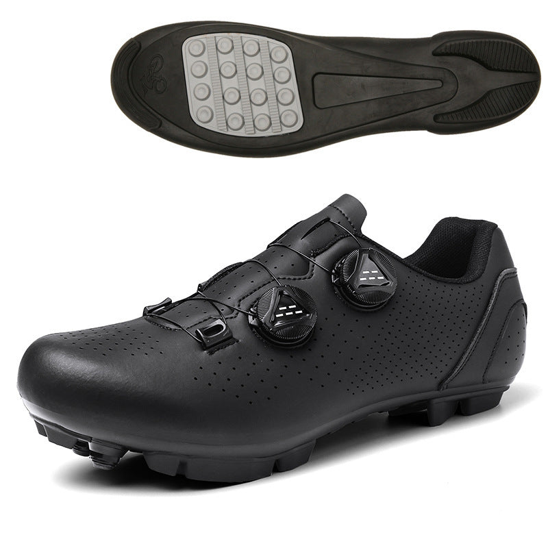 Road Mountain Men's and Women's Locked Bicycle Shoes, Lock-Free Shoes, Hard-Soled Spinning Cycling Shoes, Gym Black