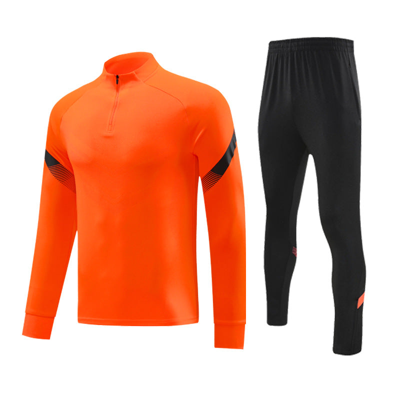 Autumn and Winter Velvet Half-Zip Pullover Long-Sleeved Training Clothing Set Kidsren's Football Appearance Clothing Running Sportswear Customization