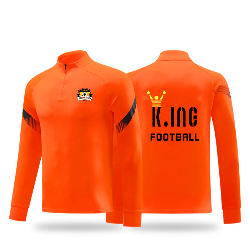 Autumn and Winter Velvet Half-Zip Pullover Long-Sleeved Training Clothing Set Kidsren's Football Appearance Clothing Running Sportswear Customization