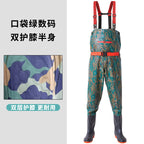 Anti-puncture Steel Bottom Double Knee-pads Water Pants Half-length Rain Pants Waterproof Clothes Catching Fish-catching Hooded Fishing Leather Fork Water Vent
