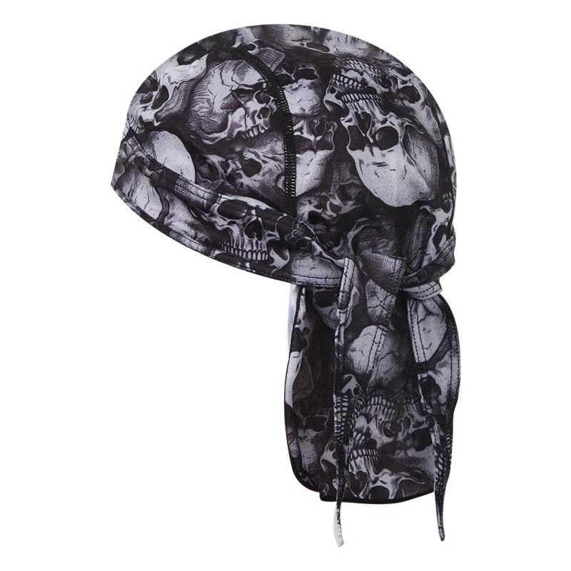 Cross-border Sports Running Headscarf Printed Skull Pirate Hat Baotou Hat Breathable Pullover Hat Lined Riding Cap