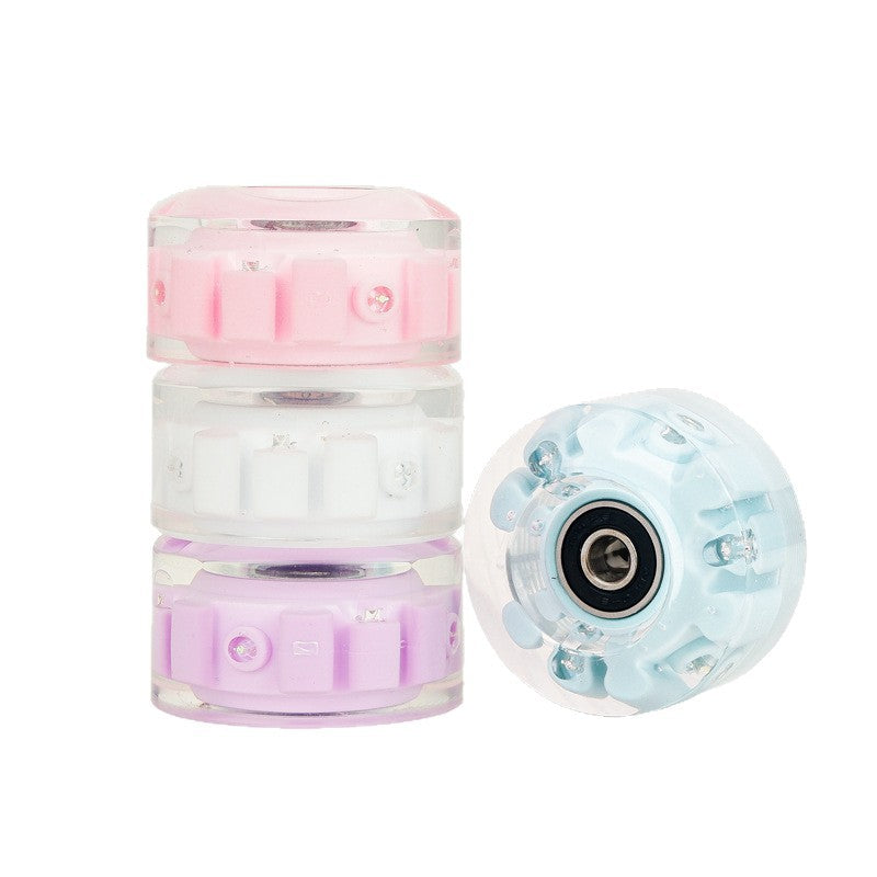 6 lights double row roller skates transparent flash wheel four-wheel roller skate universal PU light-emitting wheel indoor outdoor wheel