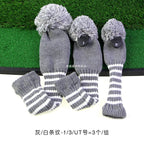 Golf striped wool wooden rod cover knitted cap cover wooden rod accessories club protective cover 1/3/UT/3 1 group