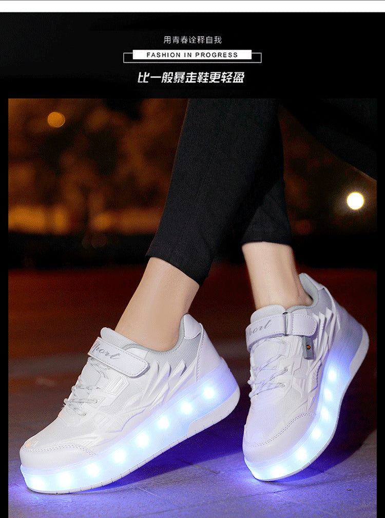 Children's heloo shoes summer two-wheel pulley shoes rechargeable invisible wheels adult skates source factory direct sales