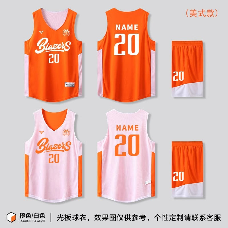 Customized Double-Sided Basketball Uniform Suit for Male and Female College Students, Reversible Training Team Uniform, American Basketball Uniform for Kidsren