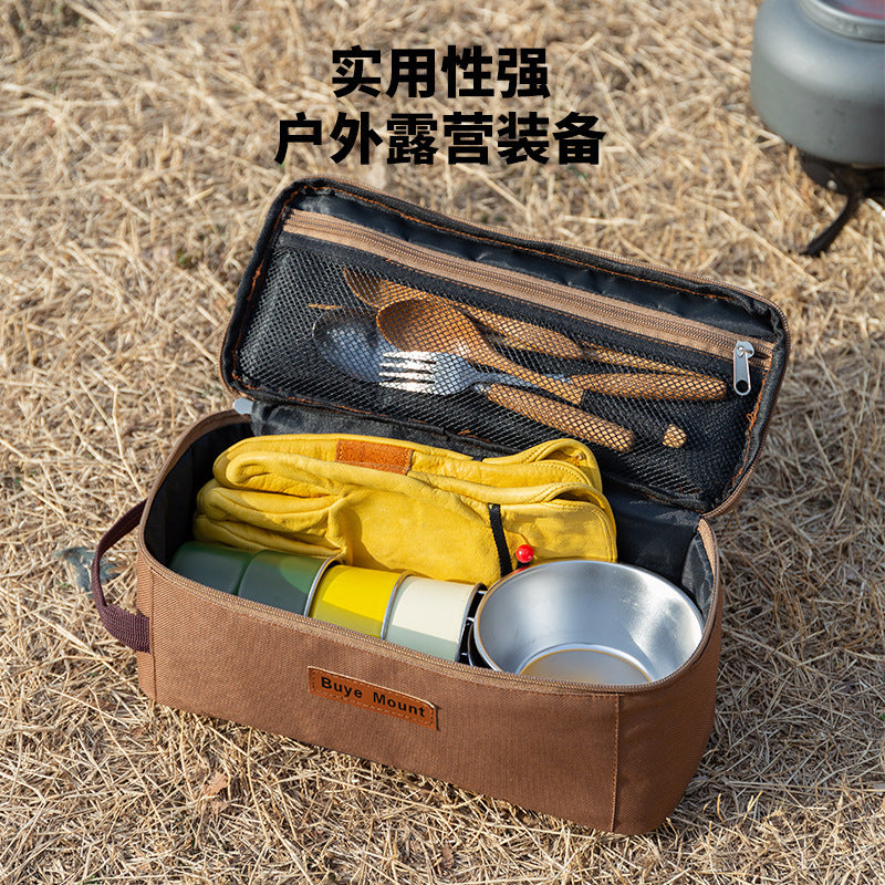 Outdoor Camping Toiletry Bag Tool Kit Storage Bag Portable Tableware Ground Peg Stove Ground Peg Wind Rope Camping Tote Bag