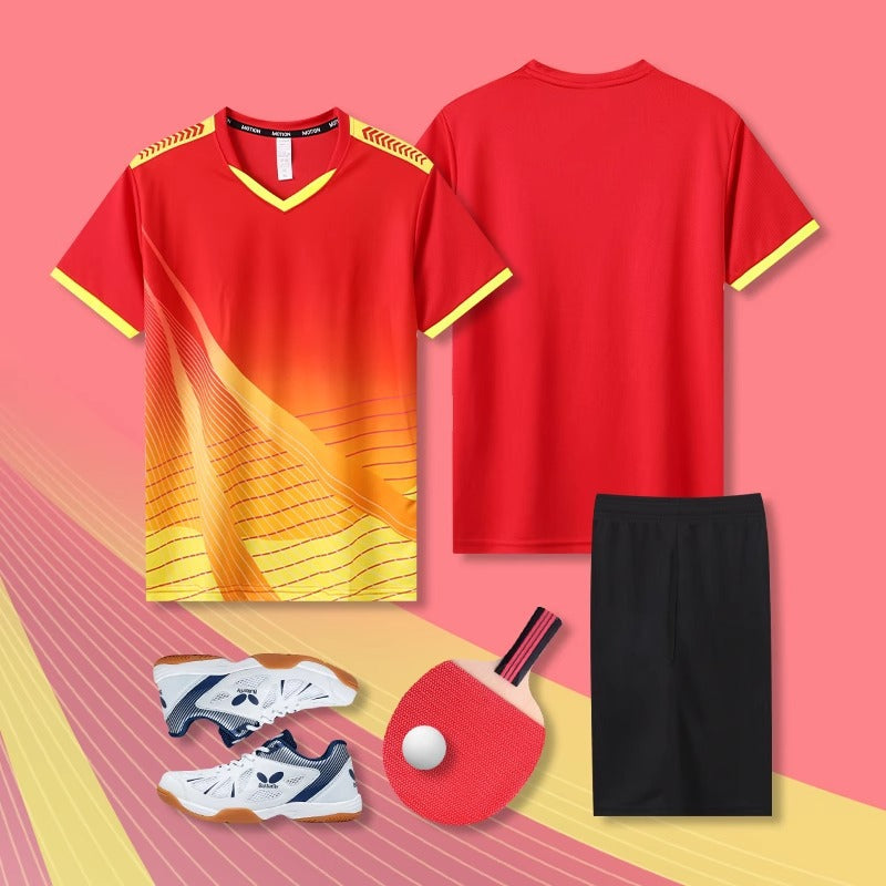 [Zhengxiang Factory Store] Table Tennis Suit Men's and Women's Quick-drying Short-sleeved Sports Training Competition Suit suit