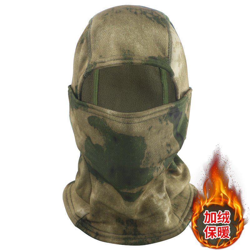 Camouflage Fleece-Lined Hood for Cycling, Dustproof, Men's Warm Fishing Mask, Face Covering, Face Protection, Windproof Hood, Winter