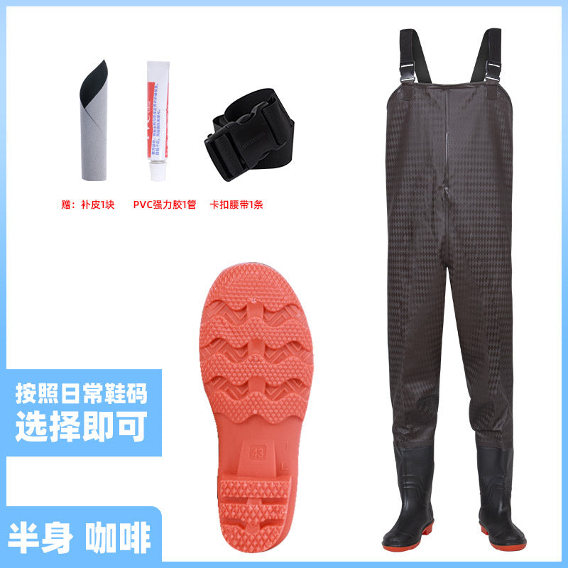 Wholesale water pants rain pants water shoes conjoined catch fish waterproof pants men and women fishing bust leather fork wading pants fishing suit