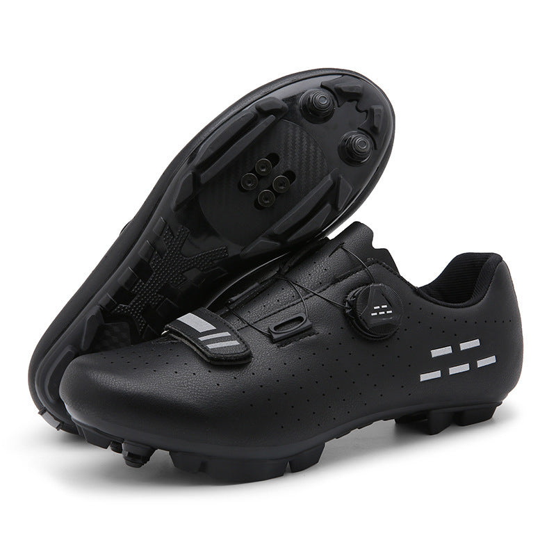 Road Mountain Men's and Women's Locked Bicycle Lockless Shoes Hard Sole Spinning Bicycle Riding Shoes Gym Black