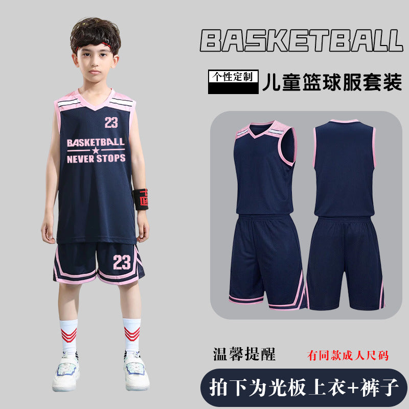 Children's Basketball Uniform Set Men's Basketball Team Uniform Jersey Basketball Training Camp School Sports Meeting Children's Basketball Team Uniform Number Printing