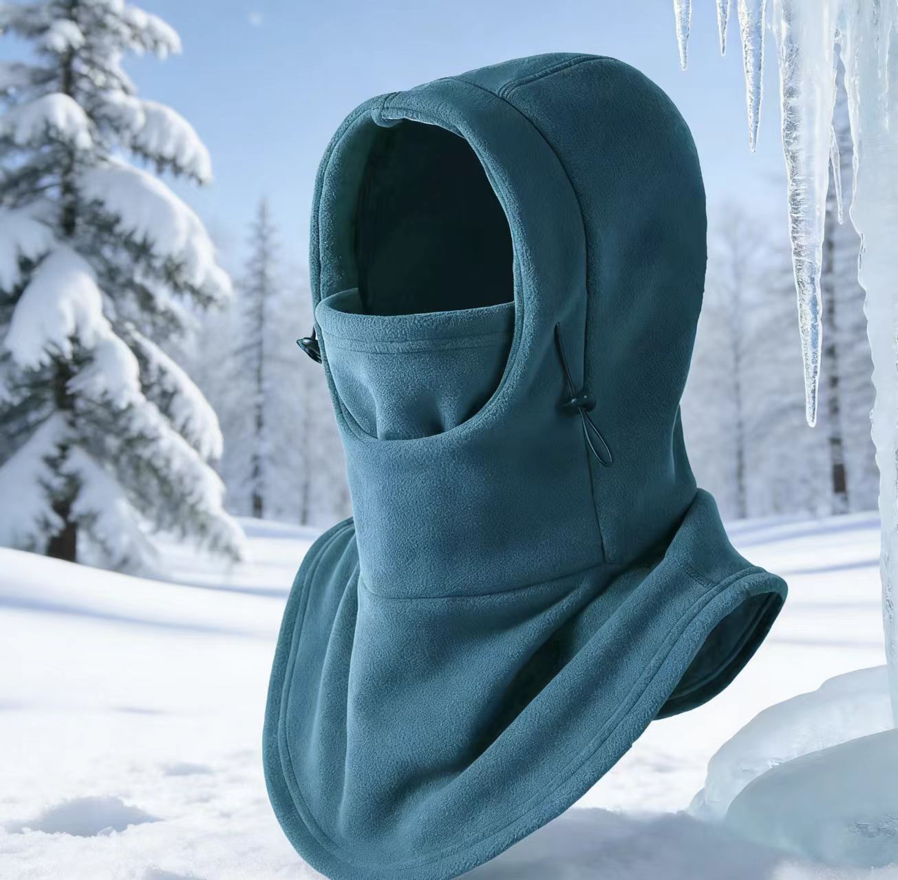 Double-Button Warm Windproof Face Mask Winter Cold-Proof and Frost-Proof Headgear Face Protection Skiing Cycling Neck Warmer Fleece-Lined Thickened for Warmth