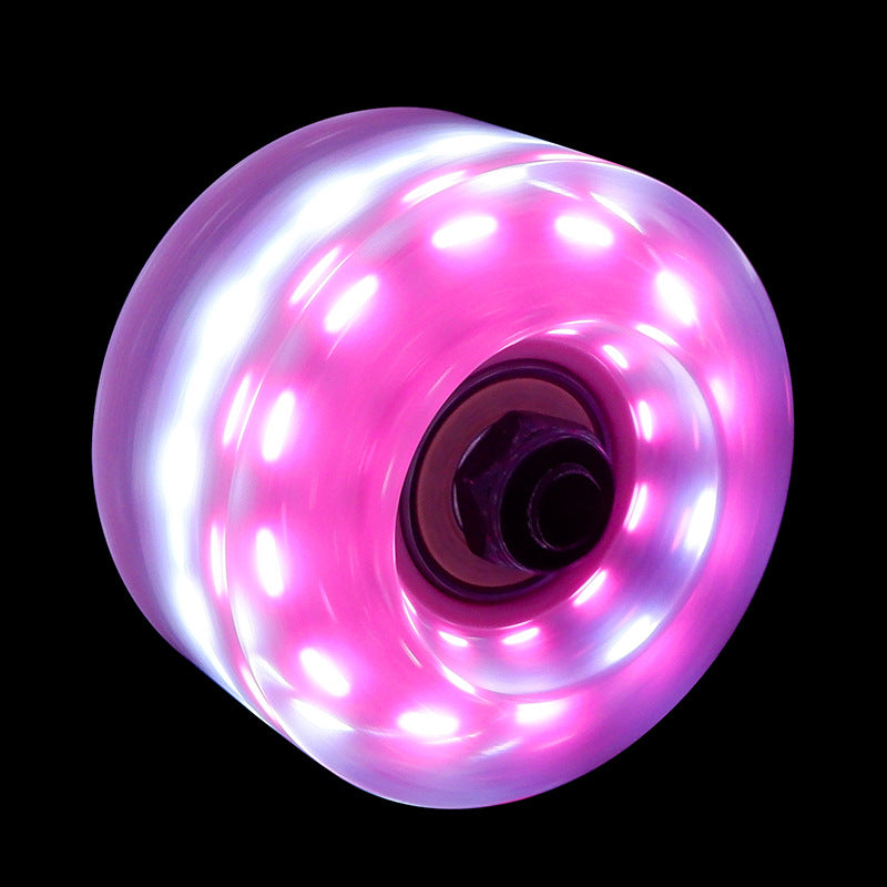6 lights double row roller skates transparent flash wheel four-wheel roller skate universal PU light-emitting wheel indoor outdoor wheel