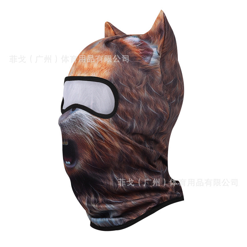 Summer Riding Mask Face Gini Women's Full Face Quick-drying Motorcycle Headgear Men's 3D Color Interesting Animal Headgear