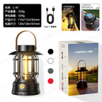 Cross-border new camping lamp outdoor multi-functional camping tent lamp retro lantern cob rechargeable portable lamp for home use