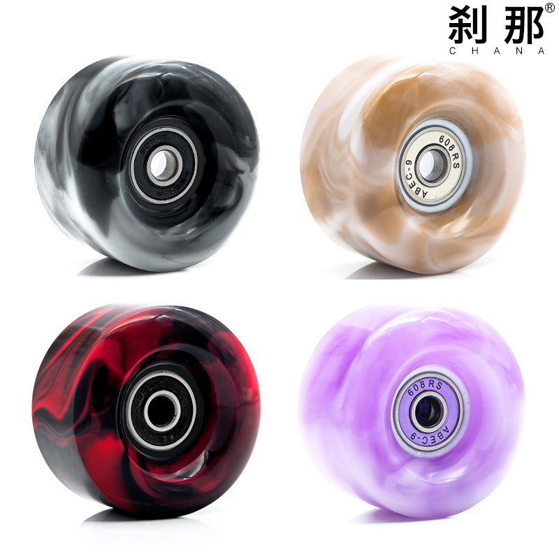 Double-row roller skates PU high elastic shock absorption mixed color wheel four-wheel skates non-luminous wheel roller skate universal wheel