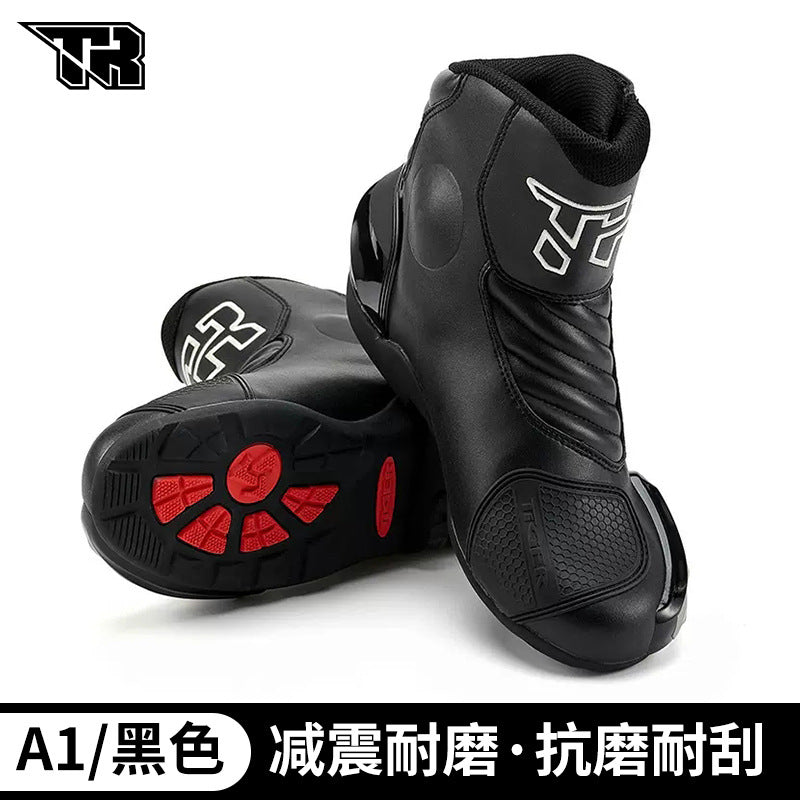 Hong Kong TR Motorcycle Riding Boots Men's Four Seasons Motorcycle High-top Racing Road Shoes Anti-fall Off-road Motorcycle Rally Boots