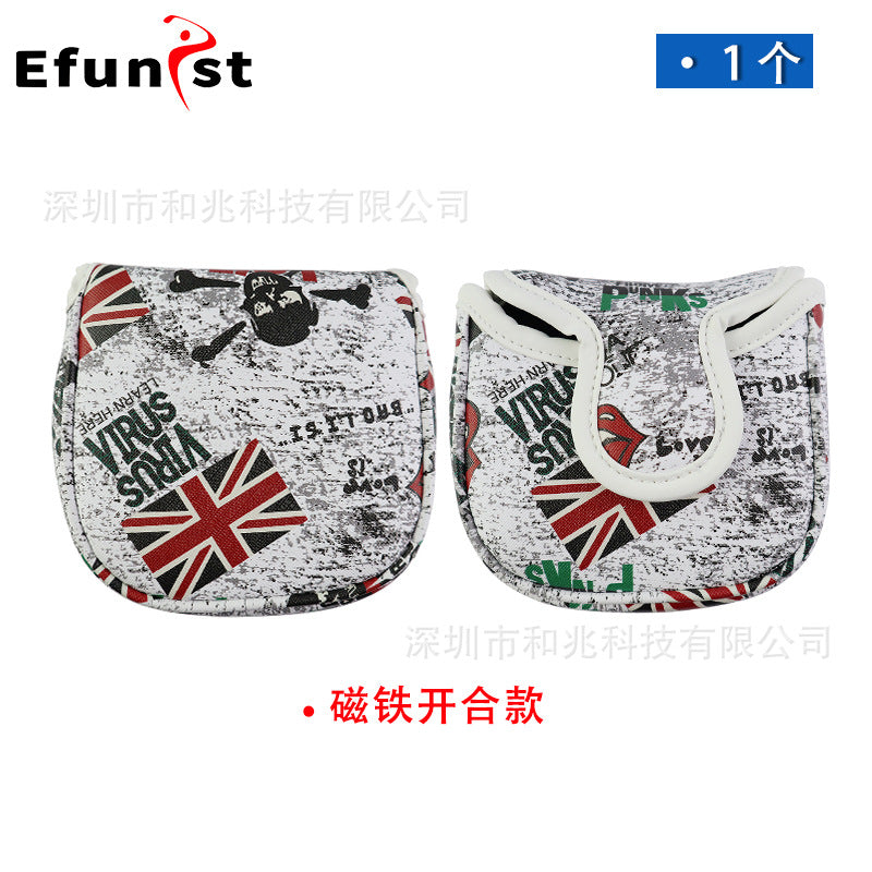 Golf club cover Square putter cover a variety of PU waterproof fabric inside thickened plush protective magnetic cap cover