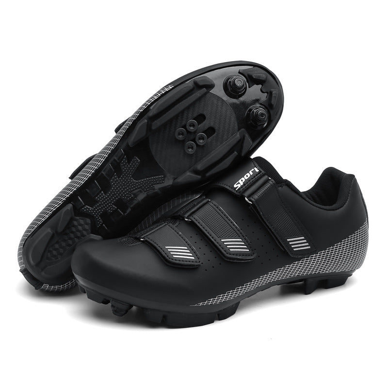 Cross-Border Locking Cycling Shoes for Men, Road Bike Shoes for Women, Black Professional Mountain Bike Locking Shoes, Universal for Three Types of Soles