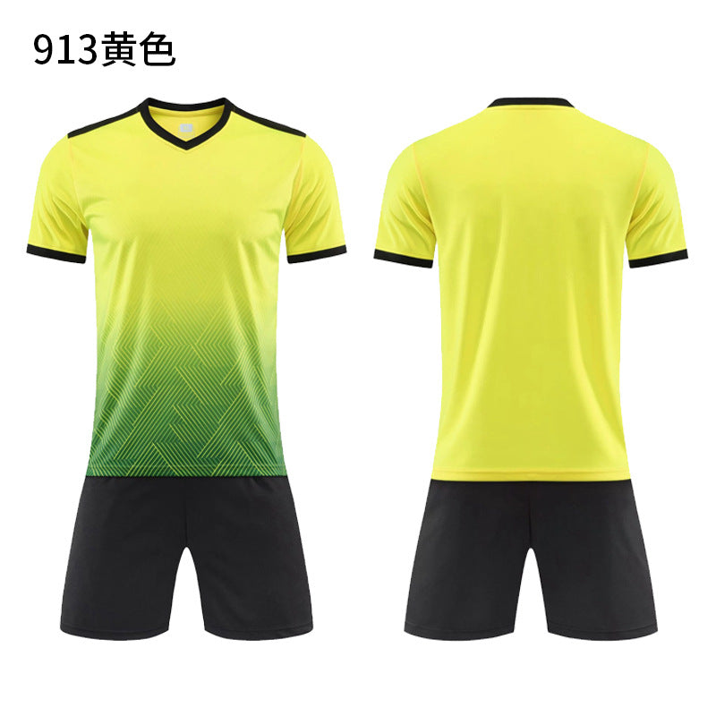 Football Uniform Set for Men and Women, Custom Printed Competition Team Uniforms, Breathable Training and Competition Uniforms, Children's Short-Sleeved Jerseys for Fans