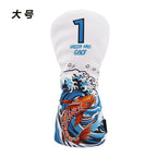 Golf Cart Cover Koi Wooden Pole Cover No. 1 Wooden Fairway Wooden Pole Head Protective Cover PU Waterproof Plush Pole Cover