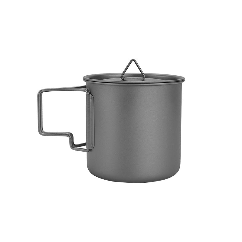 TA1 Pure Titanium Mug Outdoor Picnic Water Cup Coffee Cup Camping Tea Portable Single Layer Folding Handle Drinking Water