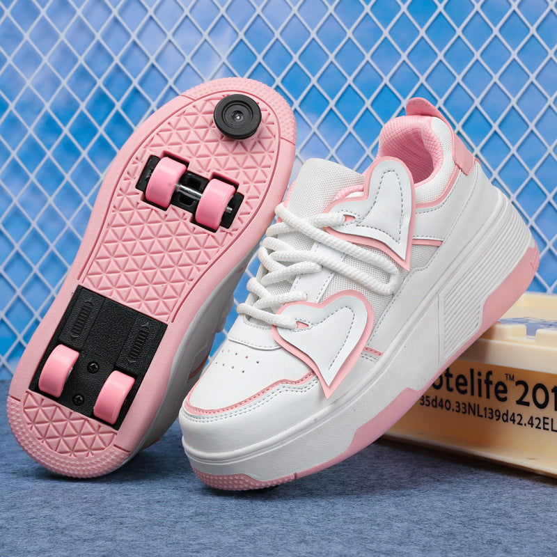 Cross-Border Supply of New Children's Four-Wheel Roller Skates for Girls and Primary School Students with Brakes and Invisible Pulley Sports Shoes