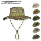 Camouflage Fisherman Hat Summer Hat with Windproof Rope Large Brim Sun Protection Hat Outdoor Hiking Fishing Sun Hat