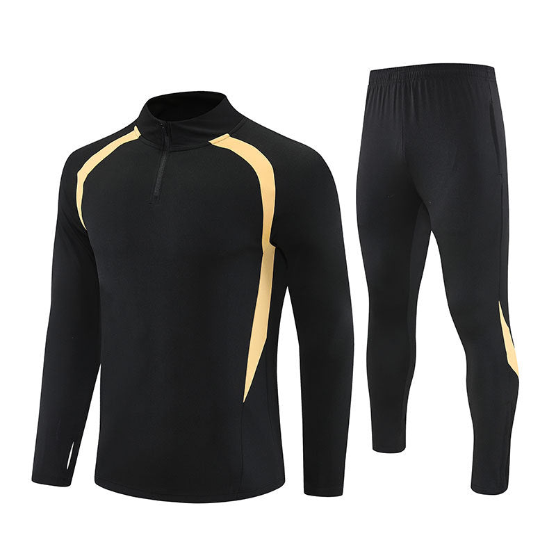 Half-Zip Pullover Football Training Suit Set Light Plate Long-Sleeved Autumn and Winter Appearance Suit Knitted Sportswear Customization