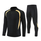 Half-Zip Pullover Football Training Suit Set Light Plate Long-Sleeved Autumn and Winter Appearance Suit Knitted Sportswear Customization