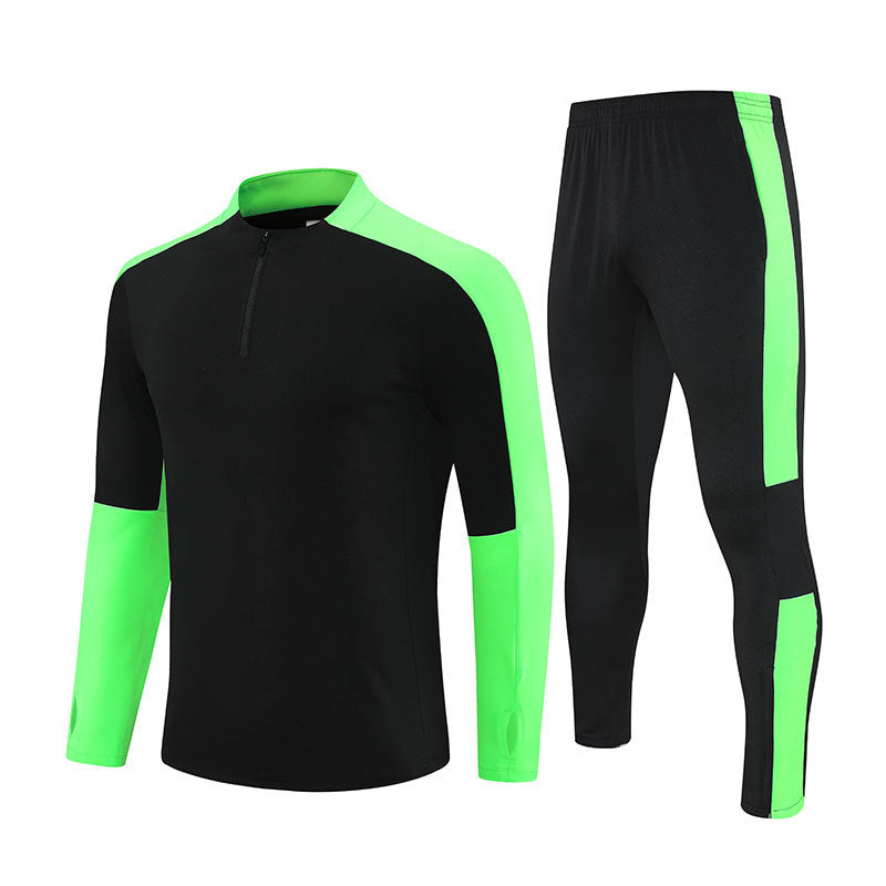 Half-Zip Pullover Football Training Suit Set Light Plate Long-Sleeved Autumn and Winter Appearance Suit Knitted Sportswear Customization