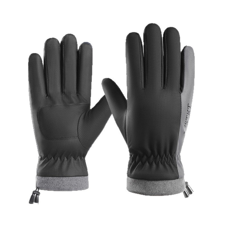Warm Gloves, Cycling Gloves, Men's and Women's Autumn and Winter Outdoor Velvet Windproof and Waterproof Gloves, Anti-Slip Touch Screen Winter Gloves