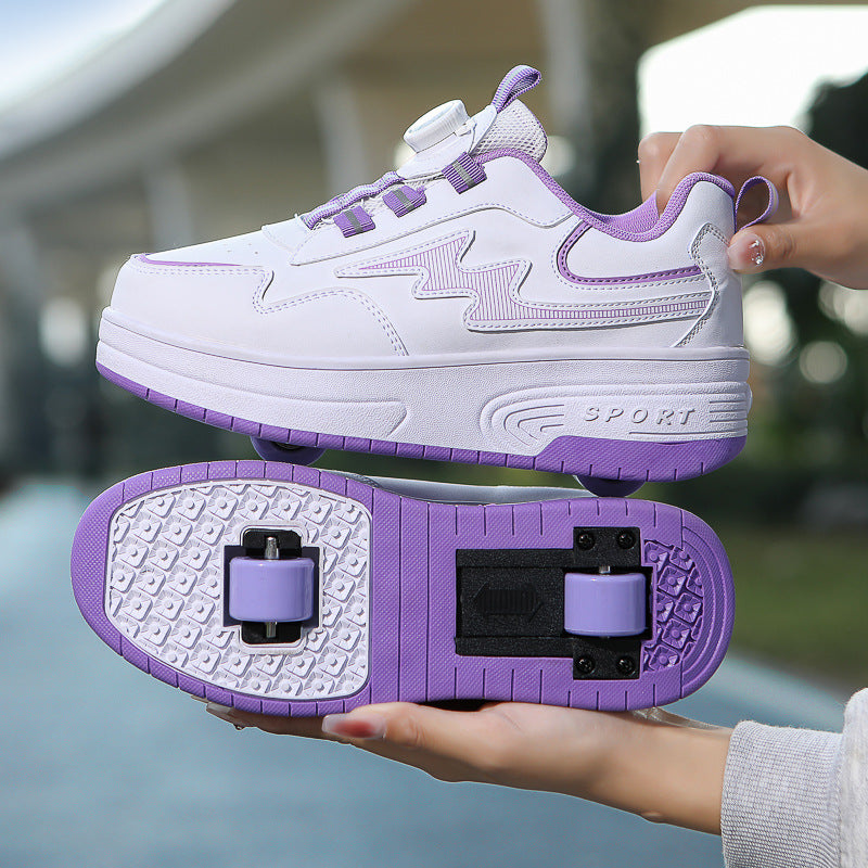 New Heal Walking Shoes Leather Shoes for Boys and Girls Children Students Teenagers Adult Roller Shoes Export Wholesale Shoes