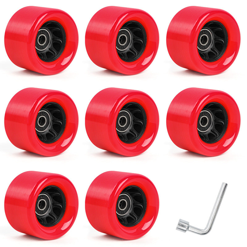 6242 double-row roller skates car wheel four-wheel skates high hardness speed pulley roller skates PU non-flash wheels