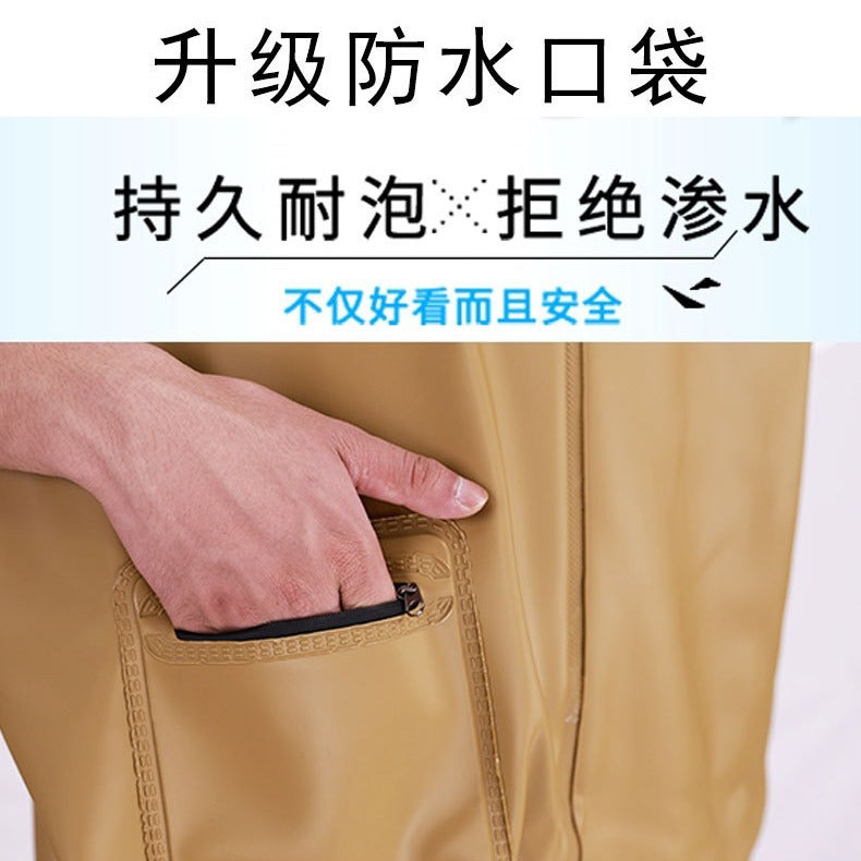 Water pants fishing pants fishing pants one-body rain pants water clothes digging lotus root fishing wading outdoor