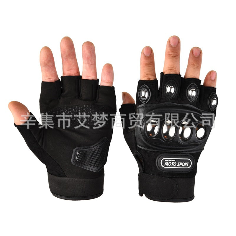 Summer Half-finger Motorcycle Gloves Riding Half-finger Breathable Motorcycle Racing Wear-resistant Non-slip Anti-fall-resistant Motorcycle Gloves for Men