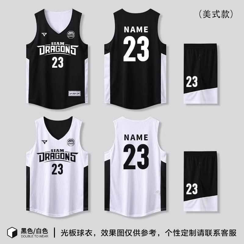 Customized Double-Sided Basketball Uniform Suit for Male and Female College Students, Reversible Training Team Uniform, American Basketball Uniform for Kidsren