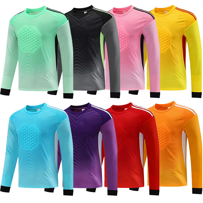 2025 football goalkeeper suit suit men's and women's competition dragon gate suit cross-border foreign trade children's competition breathable long sleeve summer