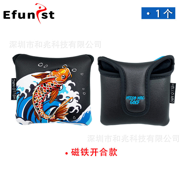 Golf club cover Square putter cover a variety of PU waterproof fabric inside thickened plush protective magnetic cap cover
