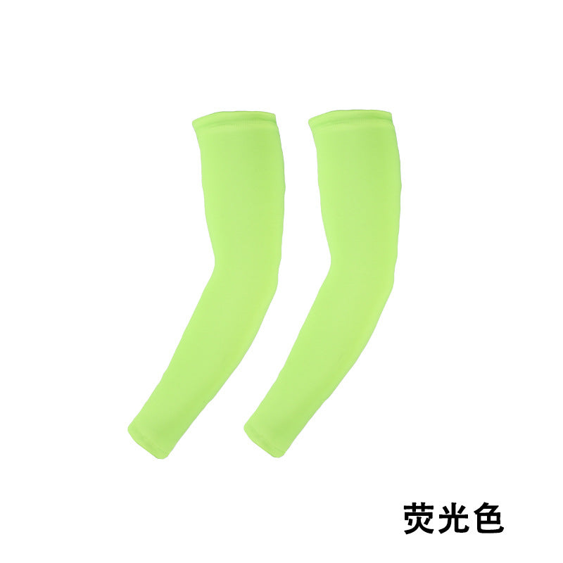 Spring and Summer Outdoor Sun Protection Sleeves, Breathable and Quick-Drying Cycling Arm Sleeves, Night Running Sports Protective Gear, Reflective Solid Color Ice Silk Sleeves