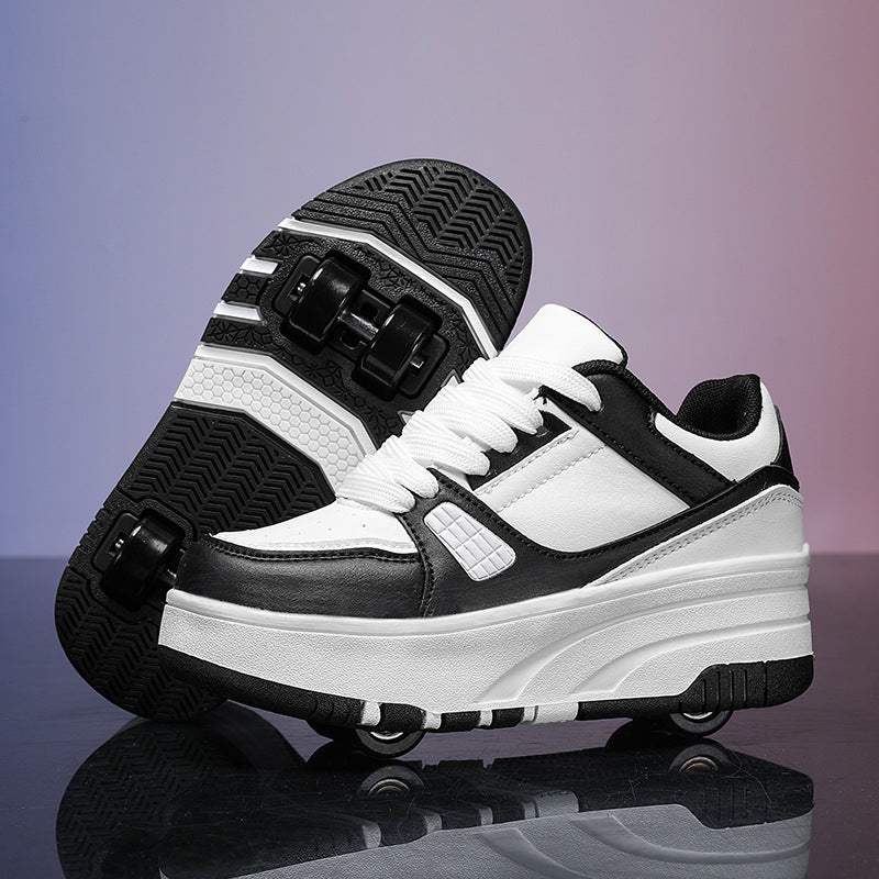 Student walking shoes four-wheel children's roller skating shoes men's and women's detachable ultra-light version shoes with wheels in stock wholesale