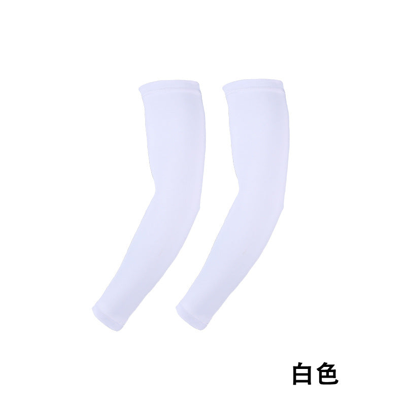 Spring and Summer Outdoor Sun Protection Sleeves, Breathable and Quick-Drying Cycling Arm Sleeves, Night Running Sports Protective Gear, Reflective Solid Color Ice Silk Sleeves