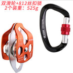 New outdoor rescue side plate type double pulley hoisting mountaineering rock climbing pulley mountaineering double pulley block with bearing