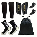 Temu Five-Piece Set of Yellow Sports Socks, Football Socks, Mid-Tube Glue Anti-Slip Socks, Leg Guards, Bandage Drawstring Bag