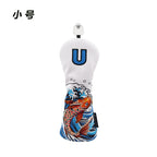 Golf Cart Cover Koi Wooden Pole Cover No. 1 Wooden Fairway Wooden Pole Head Protective Cover PU Waterproof Plush Pole Cover
