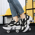 Cross-border heywalk shoes children invisible four-wheel retractable pulley shoes flash fashion skates 4-wheel sports men