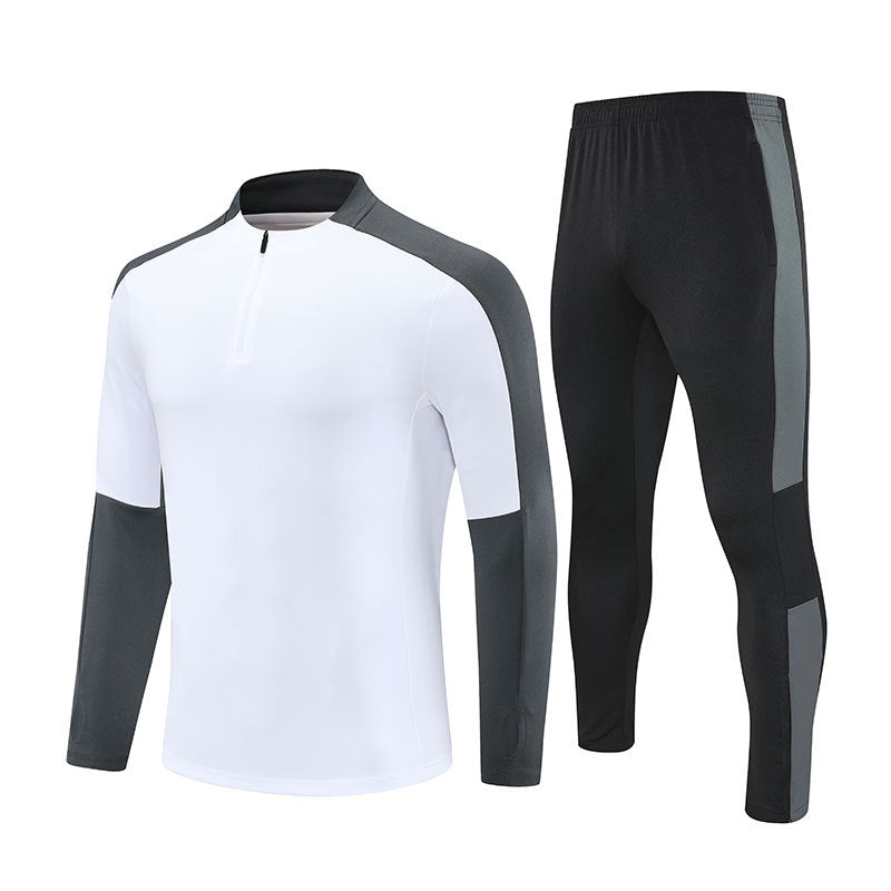 Half-Zip Pullover Football Training Suit Set Light Plate Long-Sleeved Autumn and Winter Appearance Suit Knitted Sportswear Customization