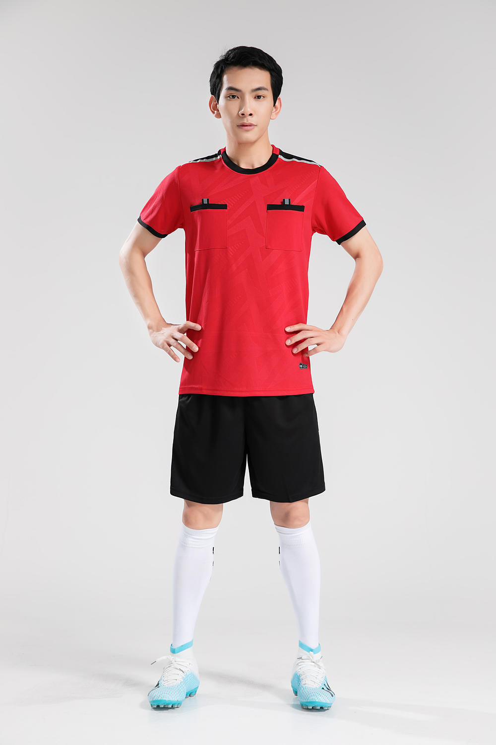 Quick-drying football referee uniform suit men's printed team uniform adult Referee Jersey student competition equipment football uniform summer